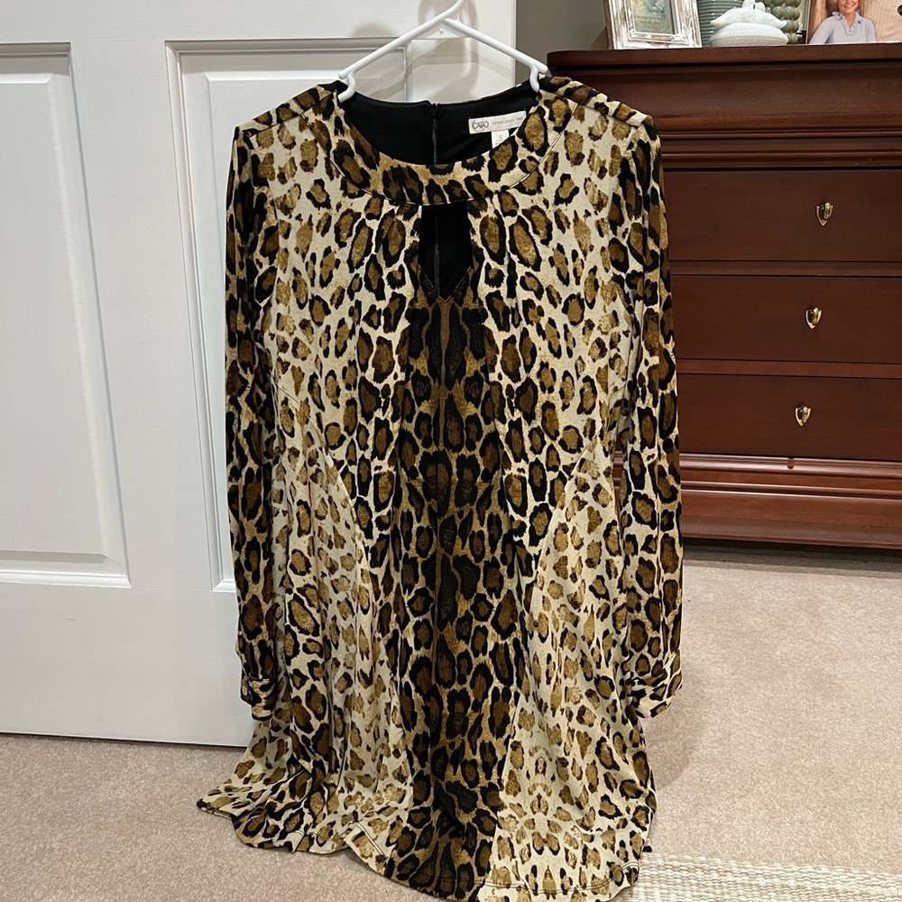 Leopard Print Long Sleeve Dress